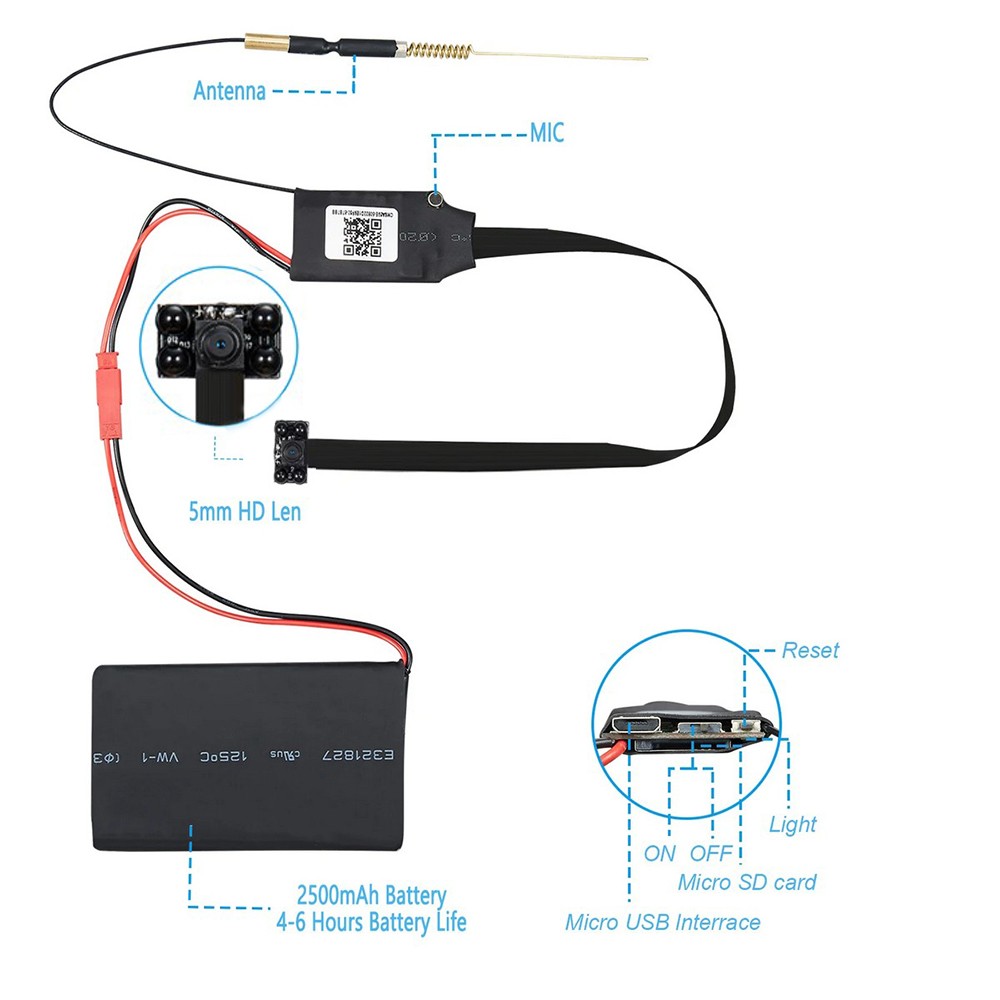 Mini kémcsapos rejtett kamera éjjellátó 4 IR LED-del